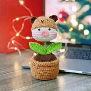 Alternative view of Chậu hoa len trang trí để bàn nhiều mẫu dễ thương